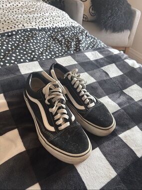 Vans Black and White Old Skool Low-Top Sneakers